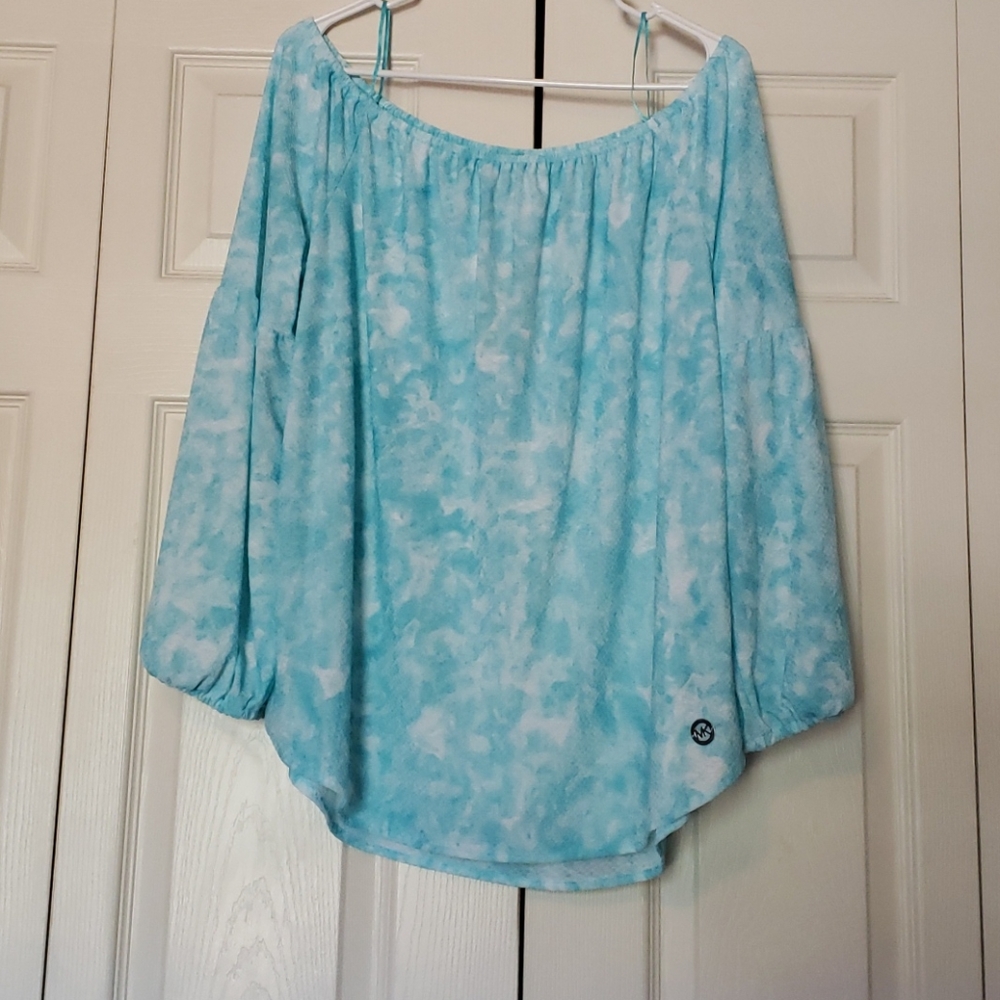 Michael kors turquoise and white top